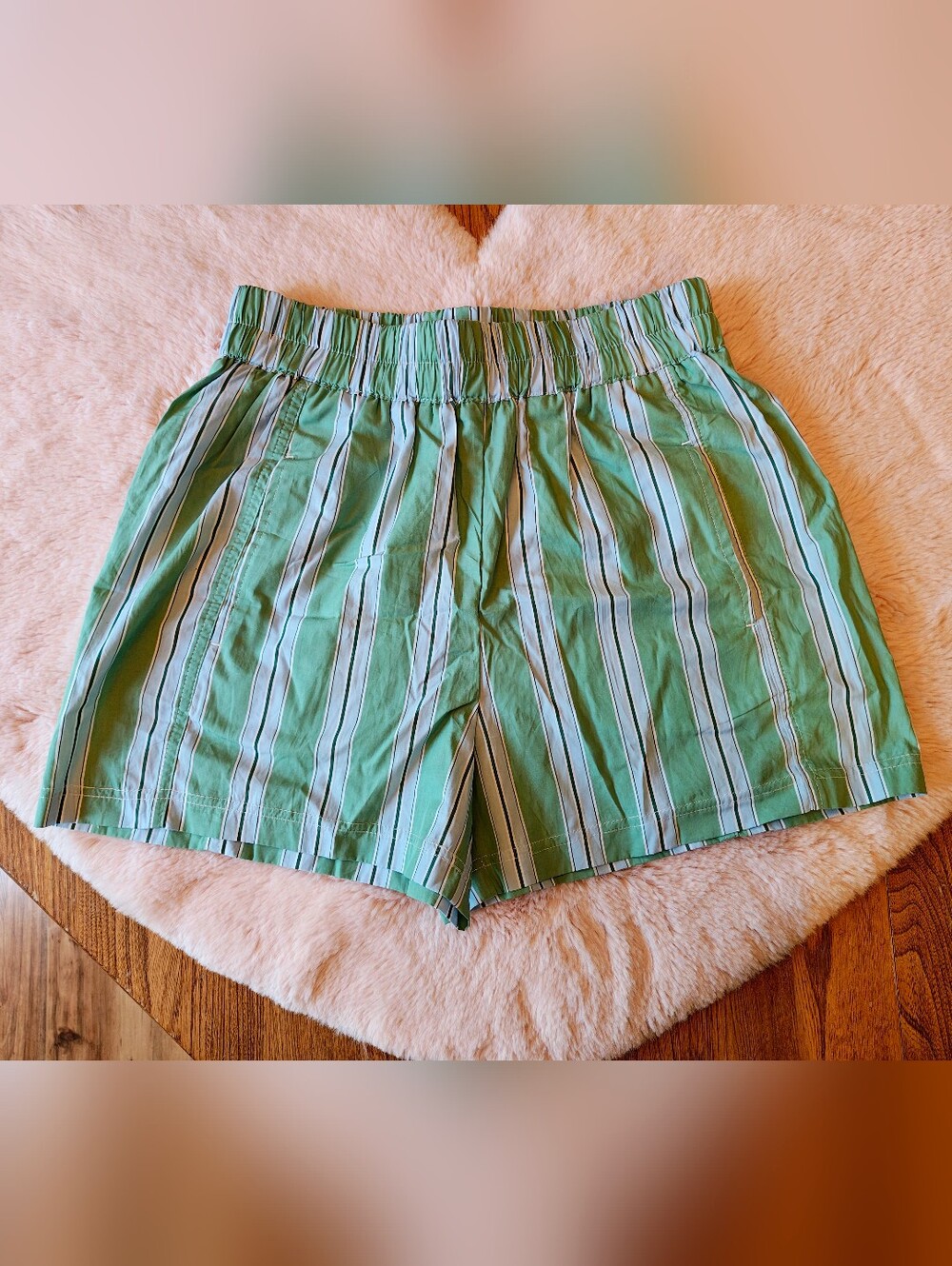 BNWT Rachel Zoe Mint and White Striped Cotton Bermuda Shorts